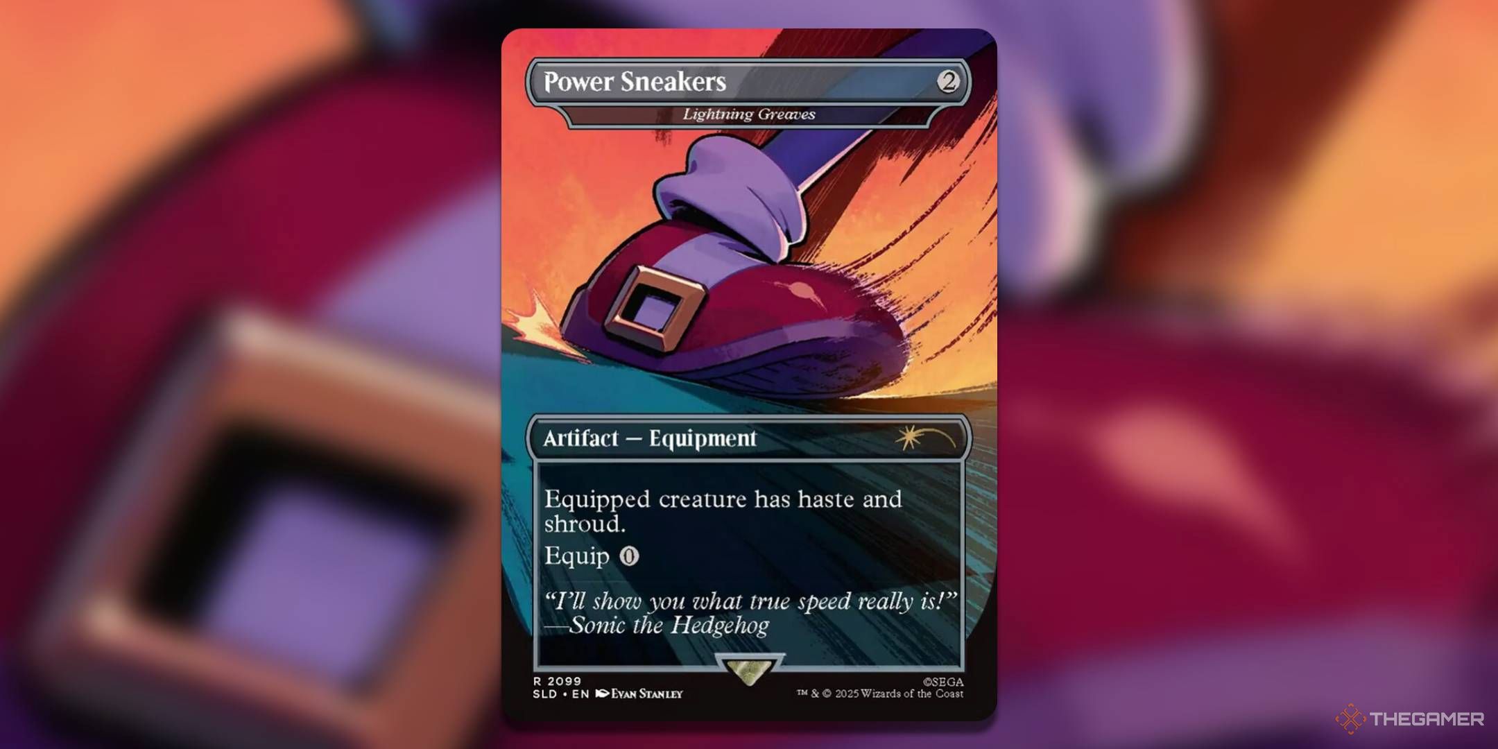 The Power Sneakers card from Magic: The Gathering's Secret Lair X Sonic: Turbo Gear.