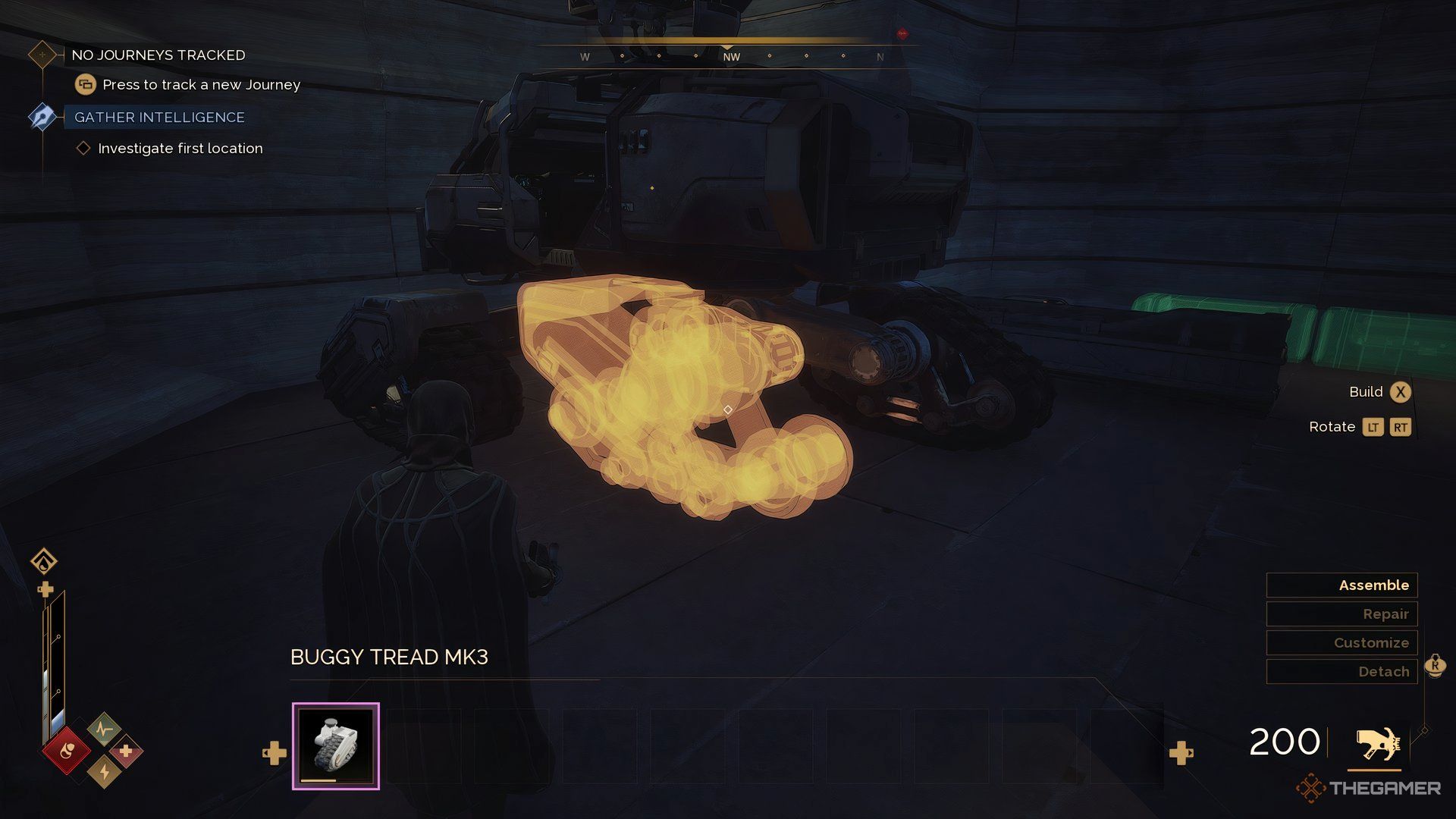 Player using the Welding Tool to create a tread for the Buggy in Dune: Awakening.