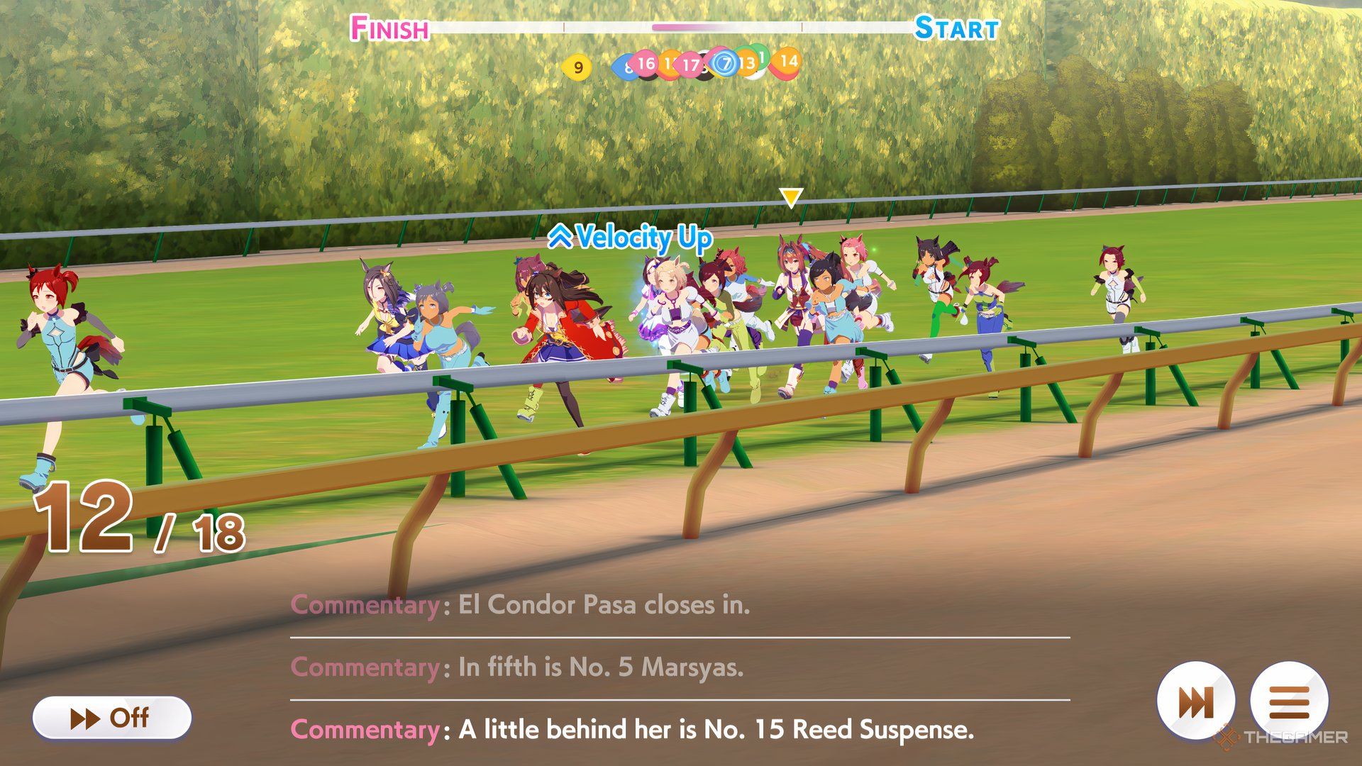 A racer running fast in Umamusume Pretty Derby.