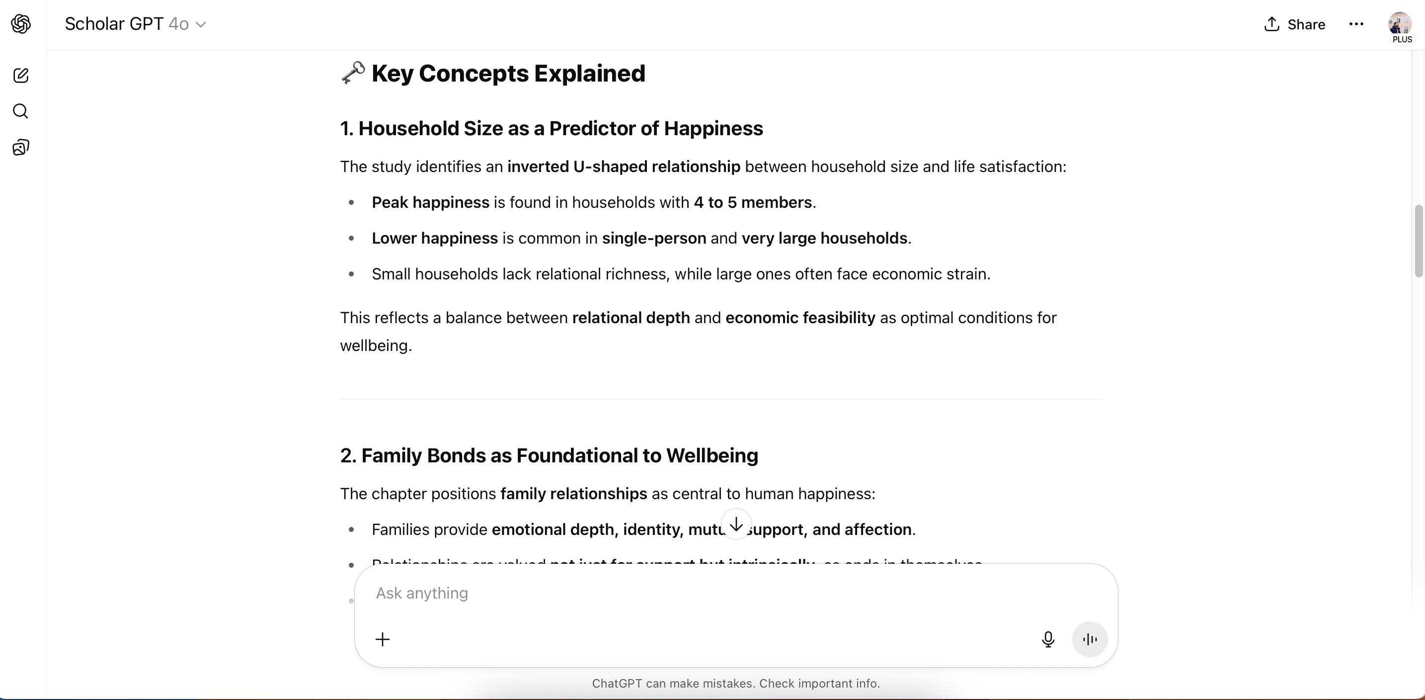 Explanation in the ScholarGPT app