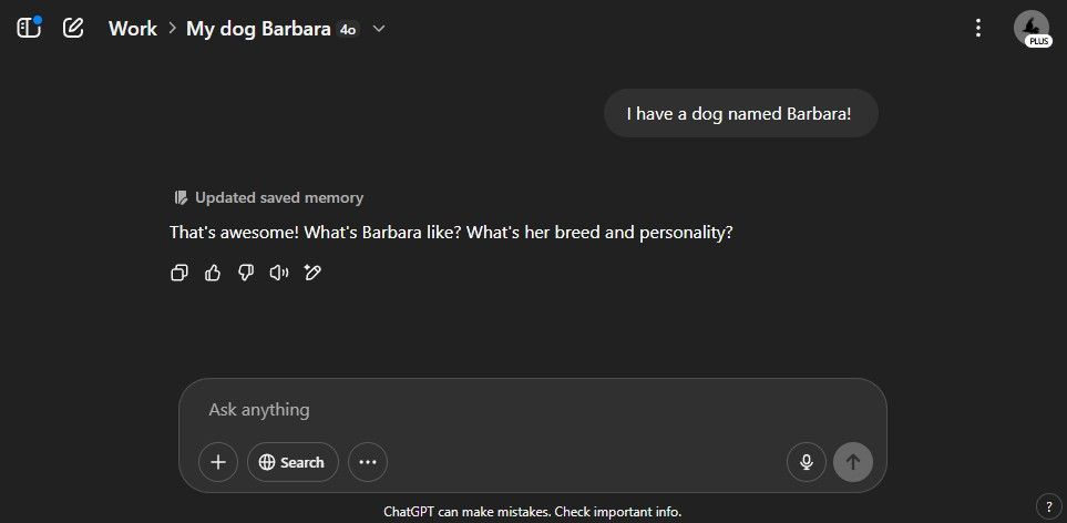 ChatGPT saving to memory in a Project