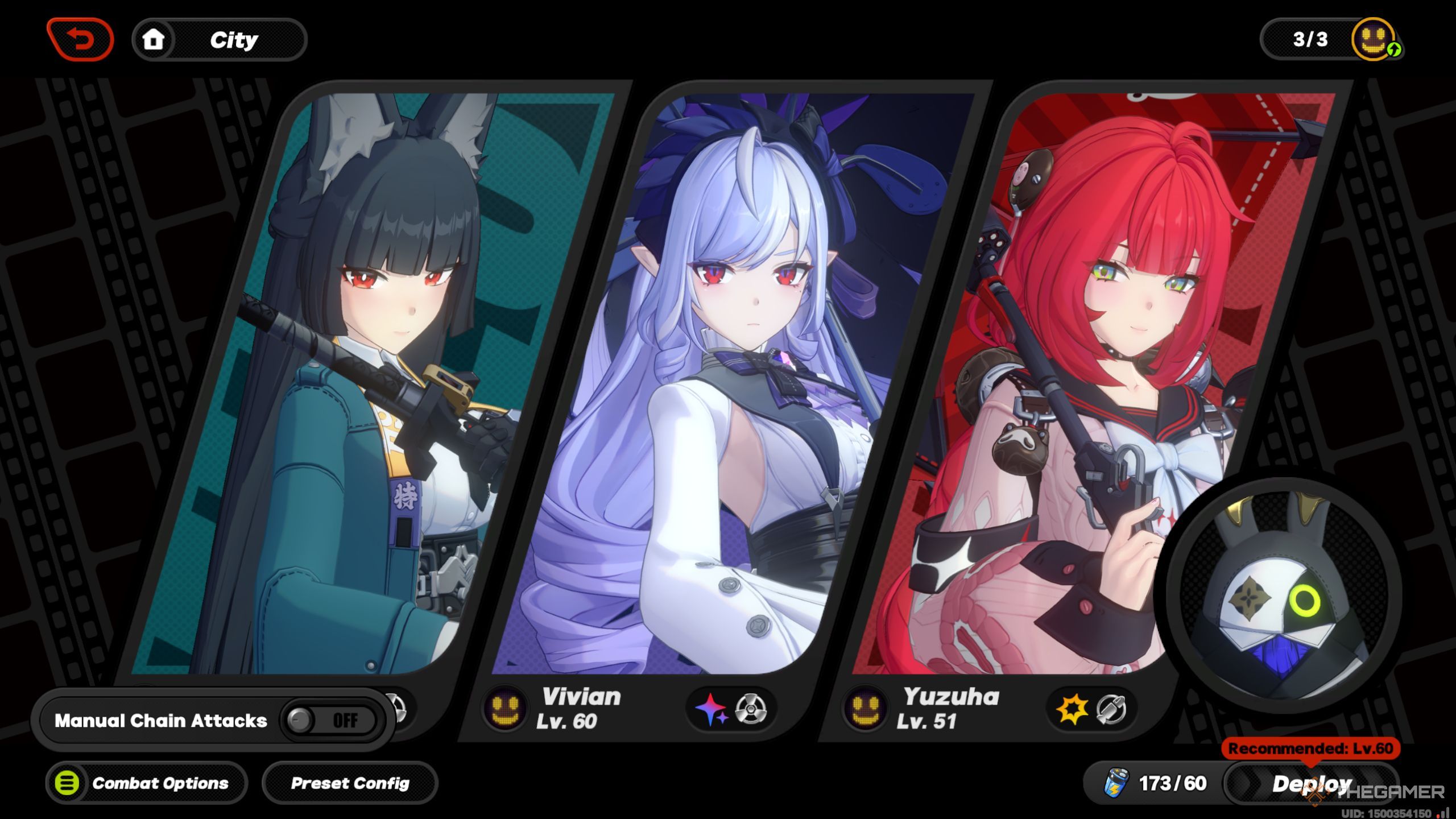 Zenless Zone Zero Yuzuha team with Miyabi and Vivian.