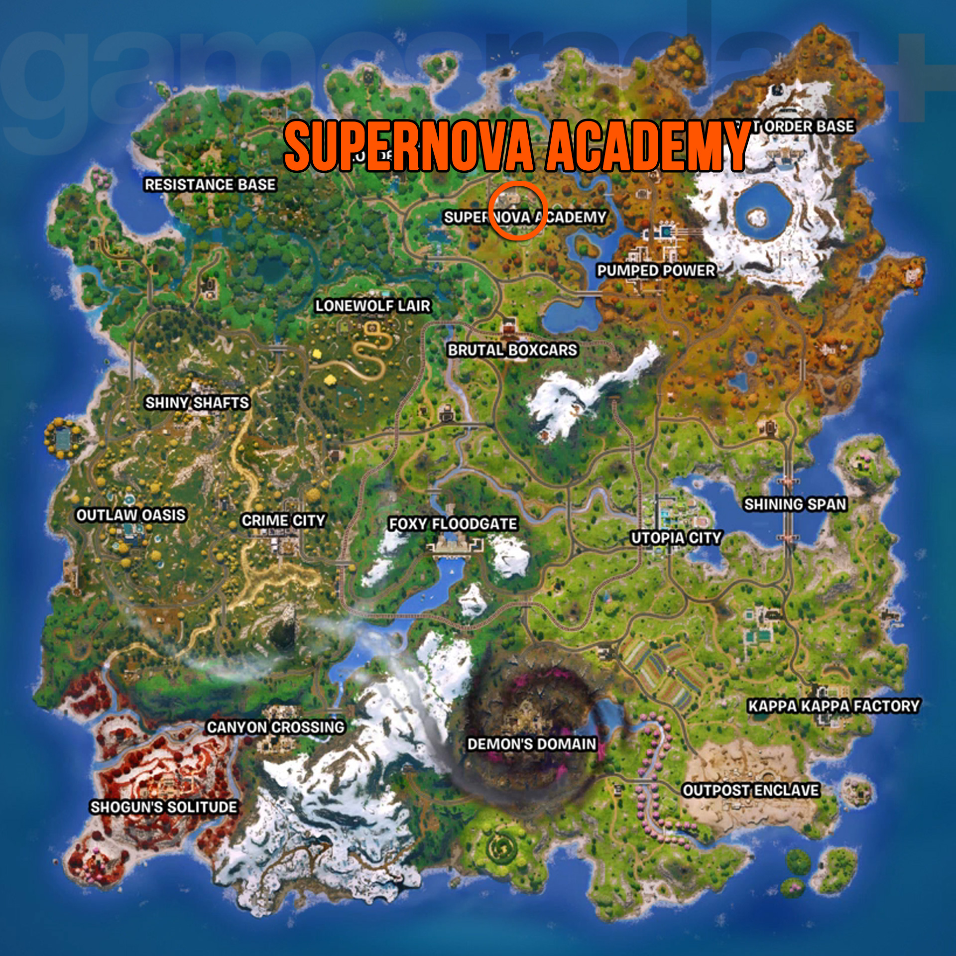 Location of Fortnite Supernova Gear at Supernova Academy