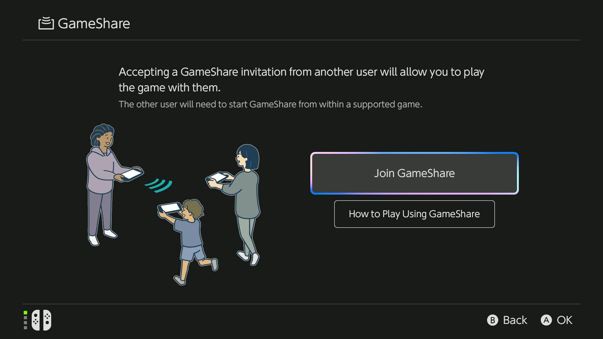 Donkey Kong Bananza join gameshare on switch 1 menu
