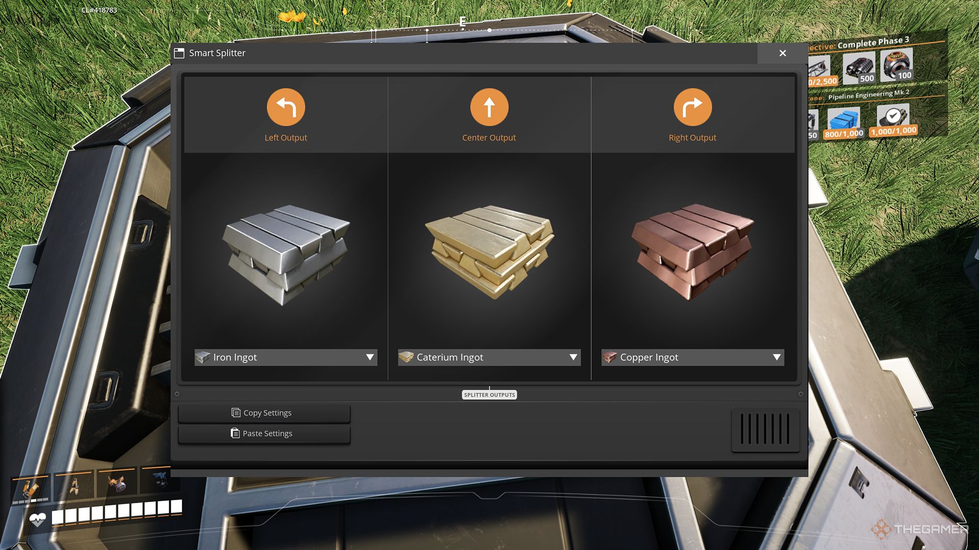 Smart Splitter item sorting interface in Satisfactory.