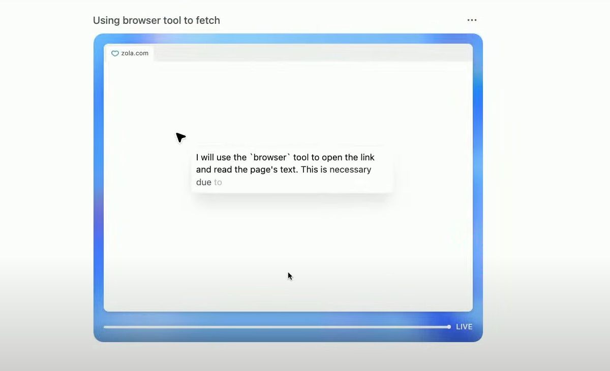 OpenAI ChatGPT agent browsing the web.