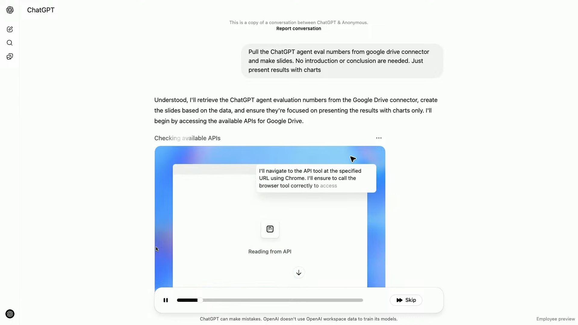 OpenAI ChatGPT agent using connector.