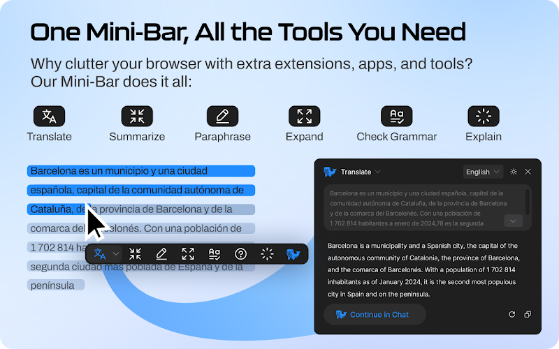 Example of the mini bar feature in DeepSeek Assistant