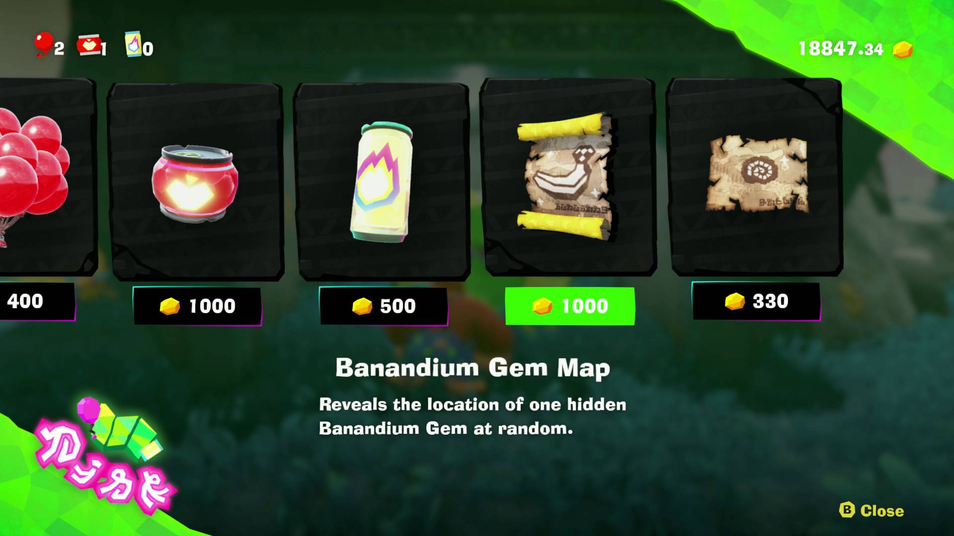 Donkey Kong Bananza Bananandium gem treasure map from stuff shop