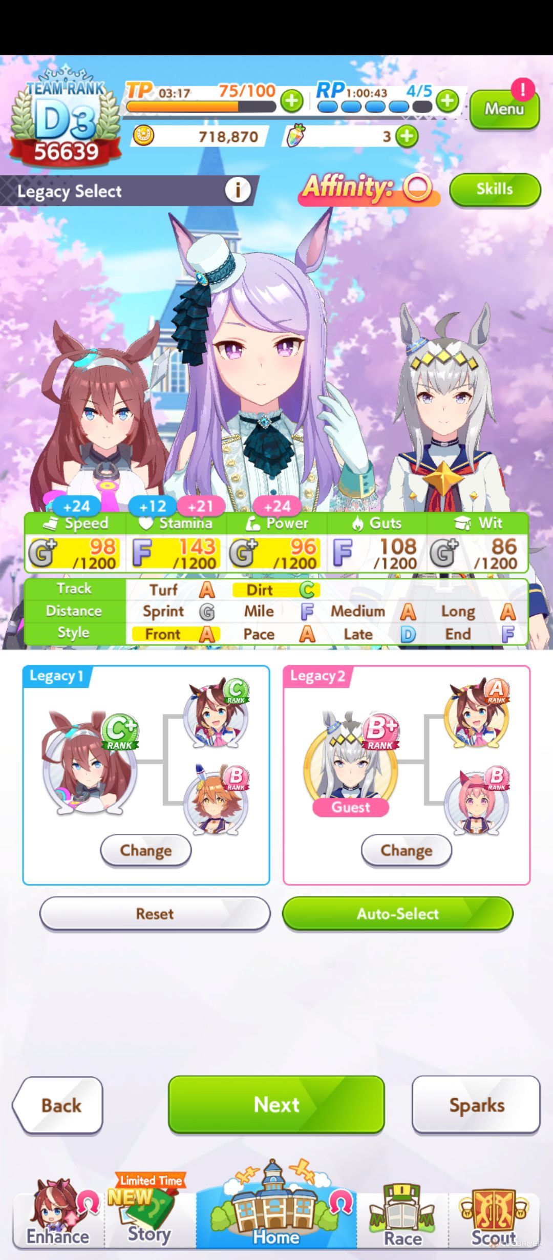 Mejiro McQueen End of the Skies legacies in Umamusume Pretty Derby.