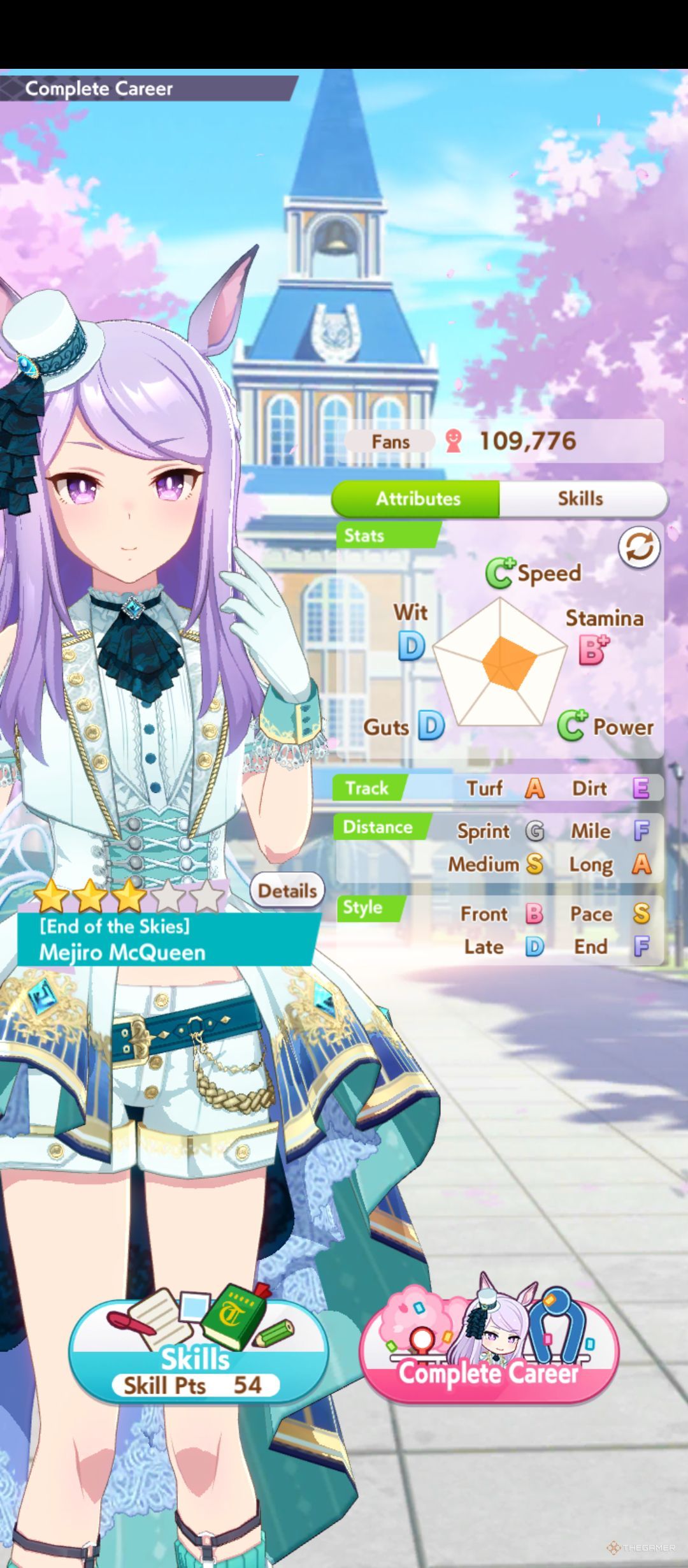 Mejiro McQueen End of the Skies stats in Umamusume Pretty Derby.