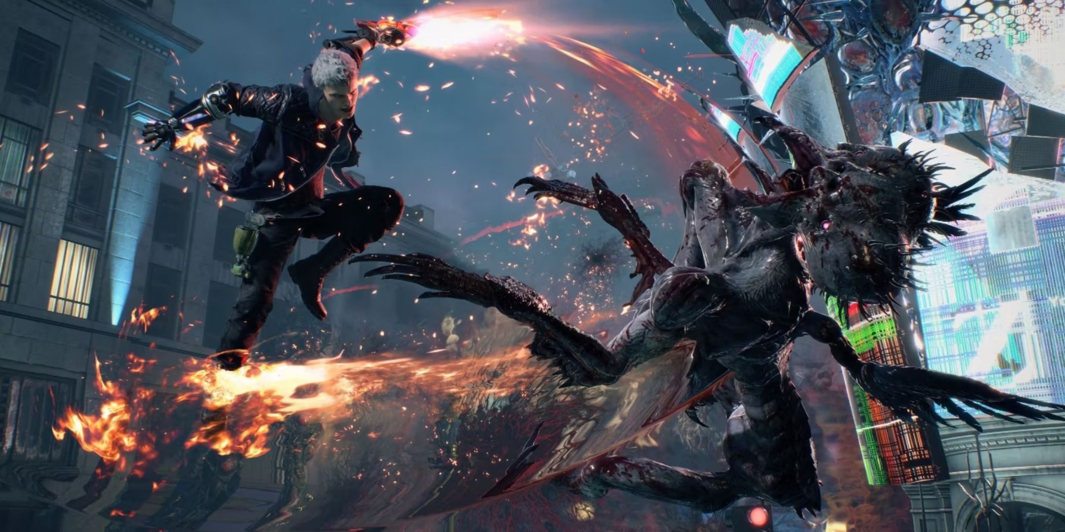 Nero fighting in Devil May Cry 5.