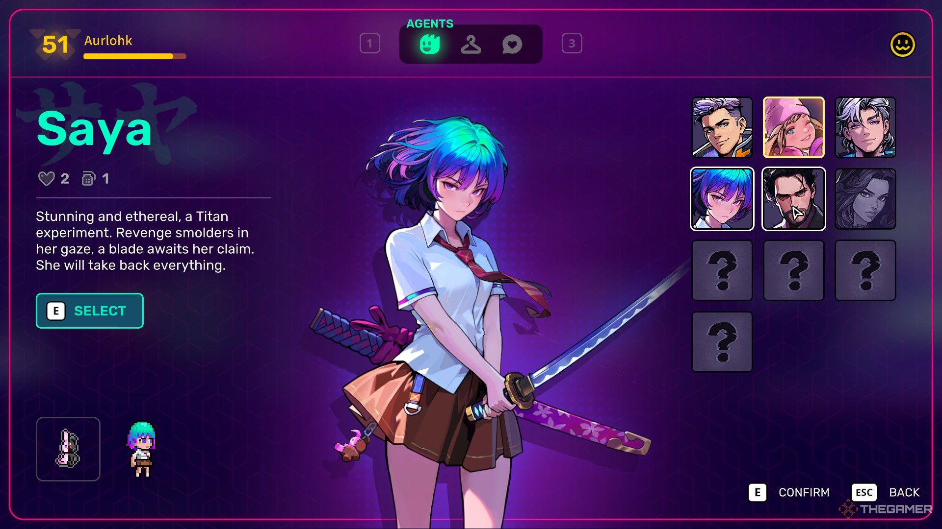 Saya in Neon Abyss 2