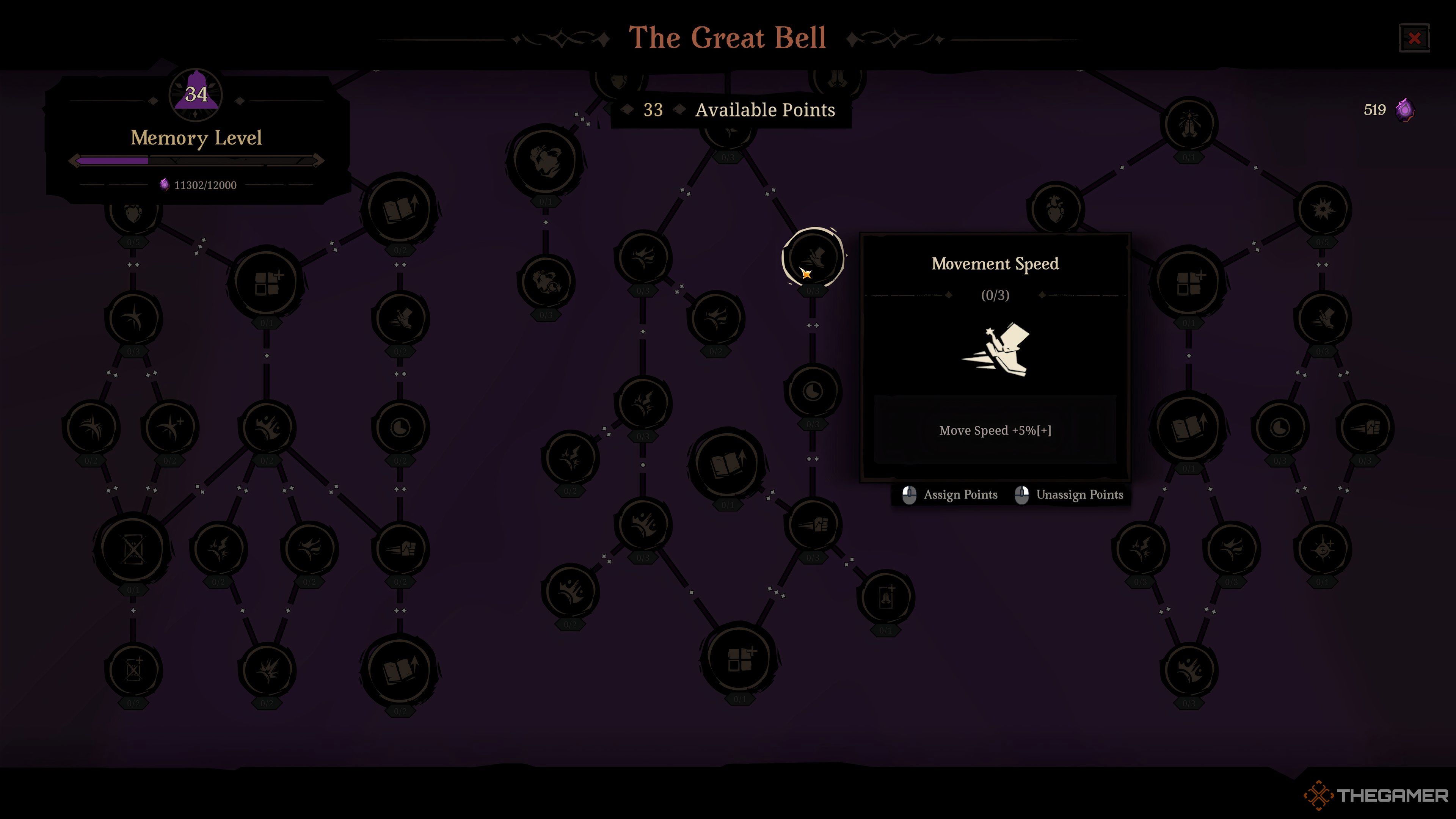 Movement Speed upgrade at the Great Bell in Hell Clock.