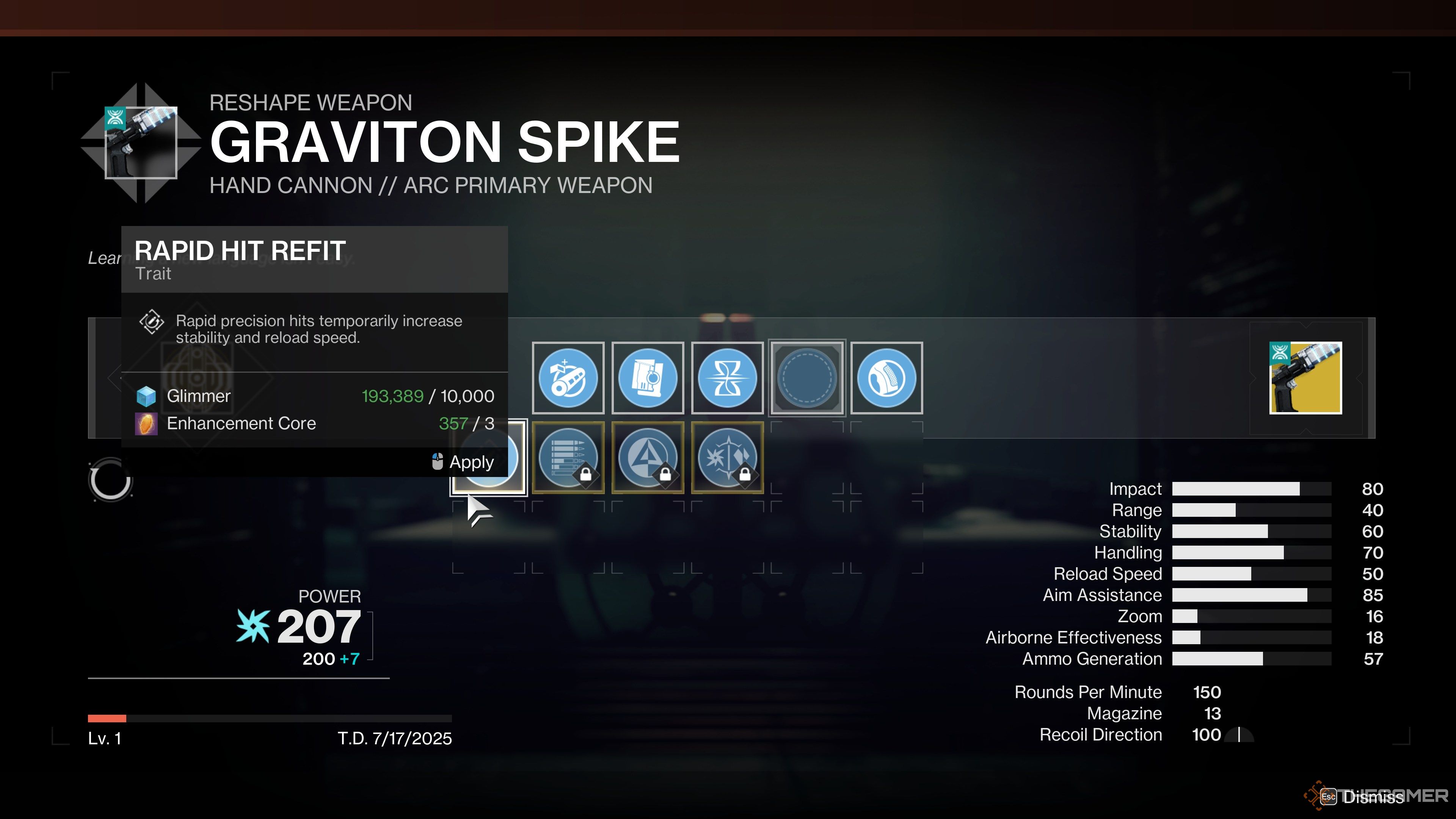 Destiny 2 Graviton Spike Catalyst Rapid Hit
