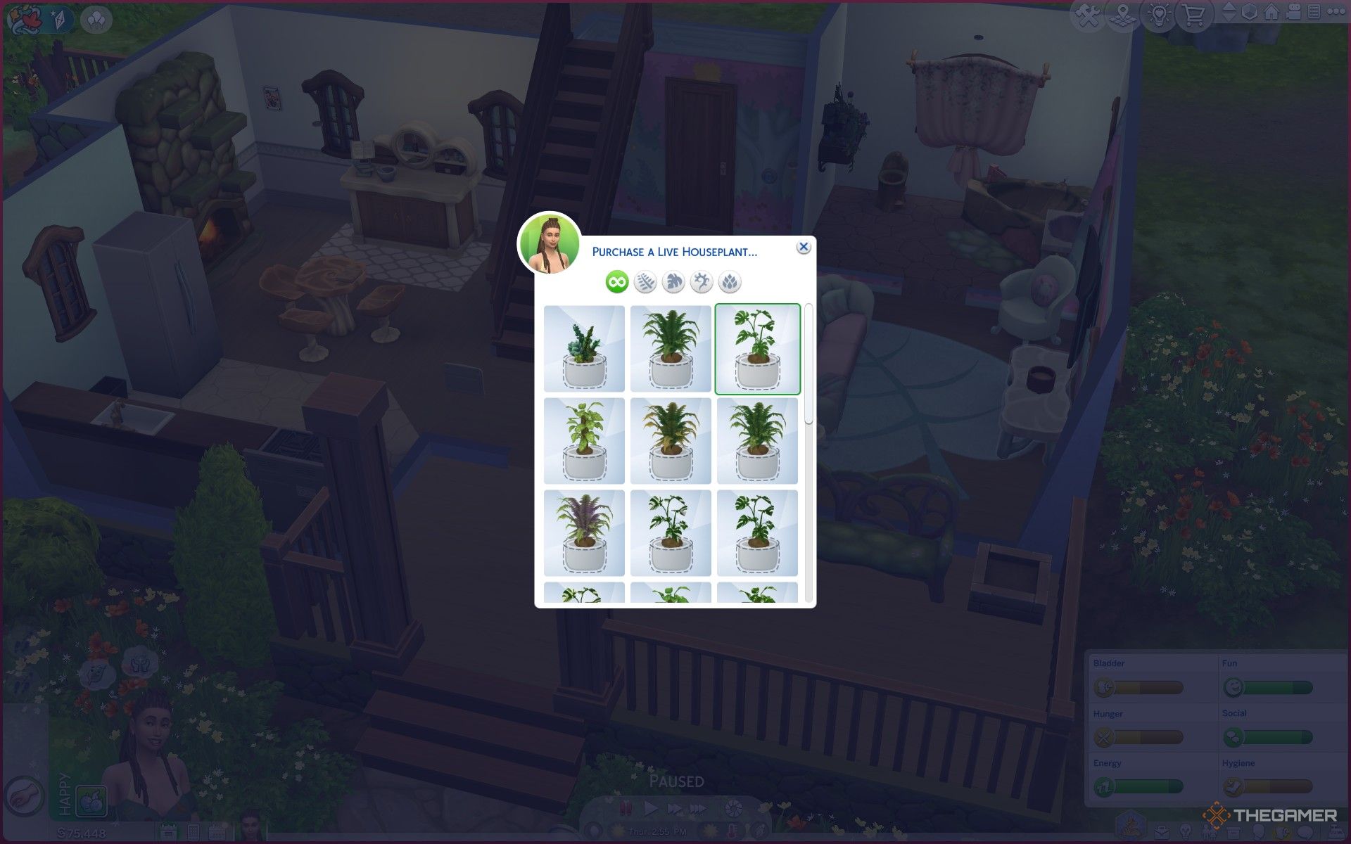 Choosing a live houseplant in The Sims 4 Enchanted by Nature