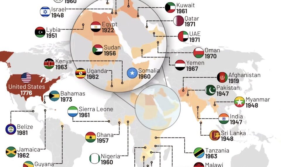 35 Countries That Gained Independence From the UK

1.  United States, 1776
2.  A