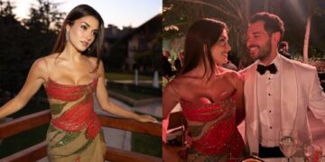 Hande Erçel Dazzles at Celio Saab Wedding in Elie Saab Gown