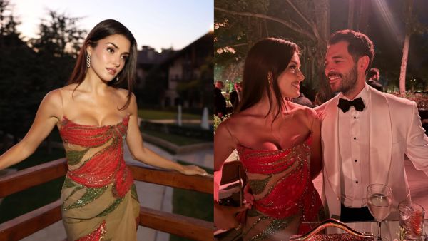 Hande Erçel Dazzles at Celio Saab Wedding in Elie Saab Gown