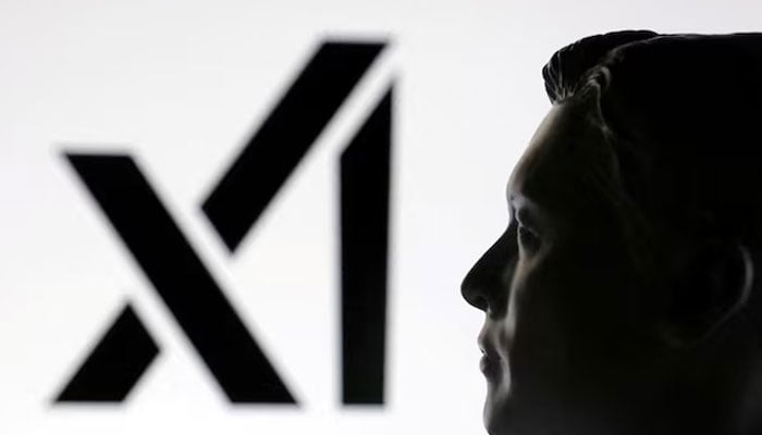 A miniature 3D print of Elon Musk alongside the xAI logo, captured on January 23, 2025.