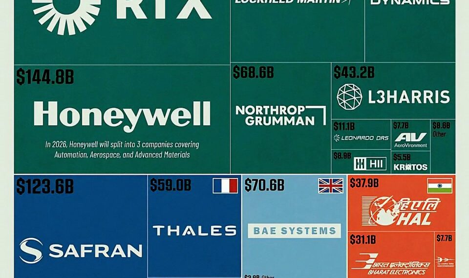 World's Most Valuable Defense Companies  

1.  RTX – $183.27B
2.  Honeywell – $1