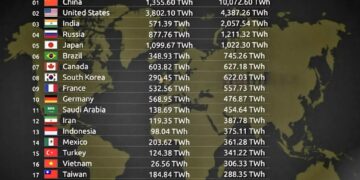 Top 25 Electricity Generation Countries 2000 vs 2024 

1.  China – 1,355.60 → 10