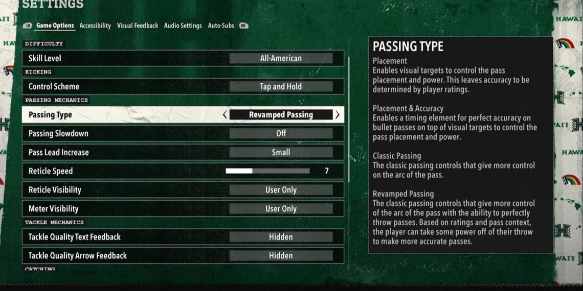 Completing All Passing Types and Solving Their Roles in College Football