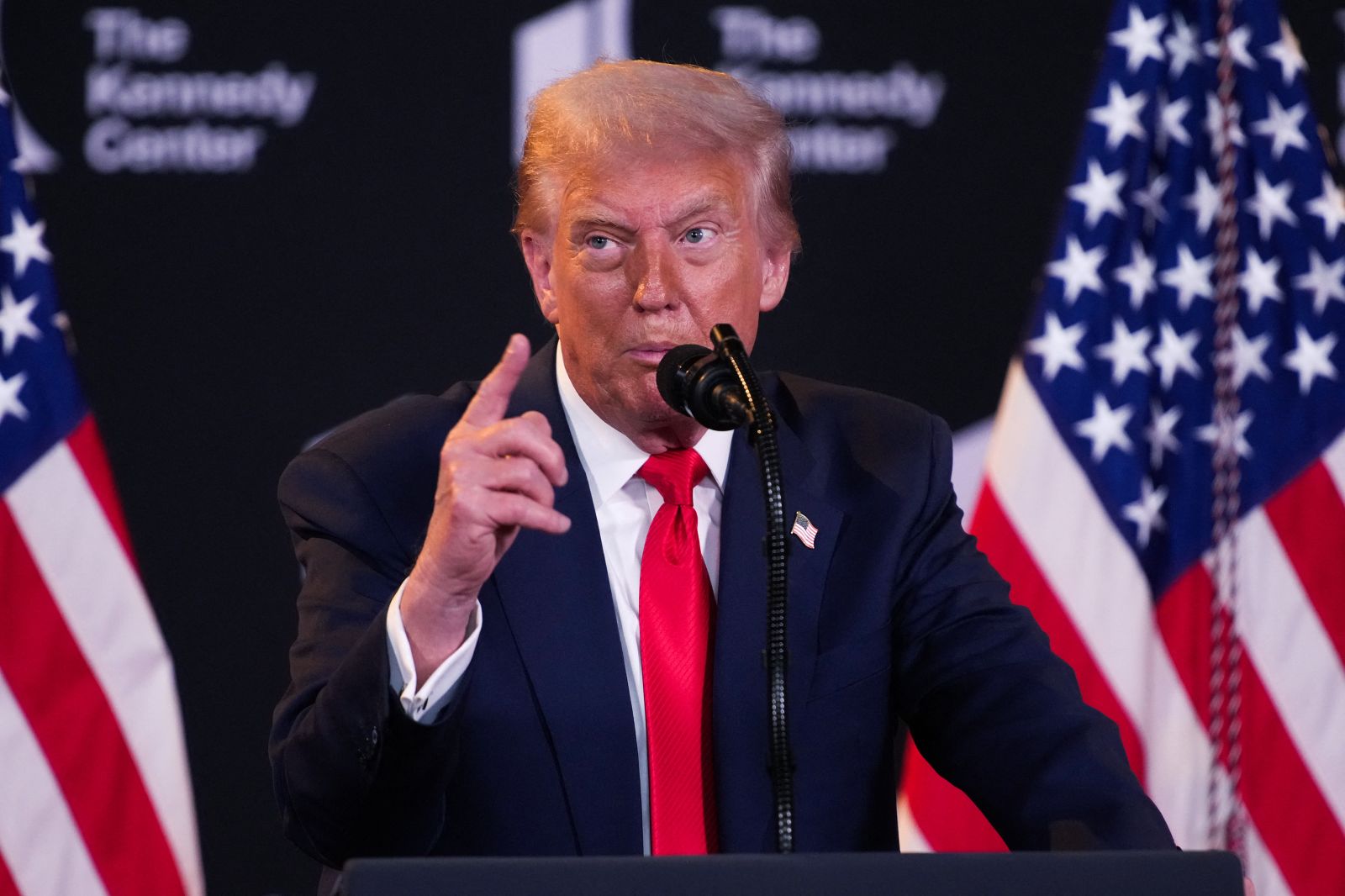 President Trump making an announcement at the Kennedy Center
