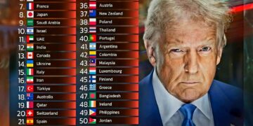 Top 50 Most Powerful Countries in the World 2025 

1.  USA
2.  China
3.  Russia