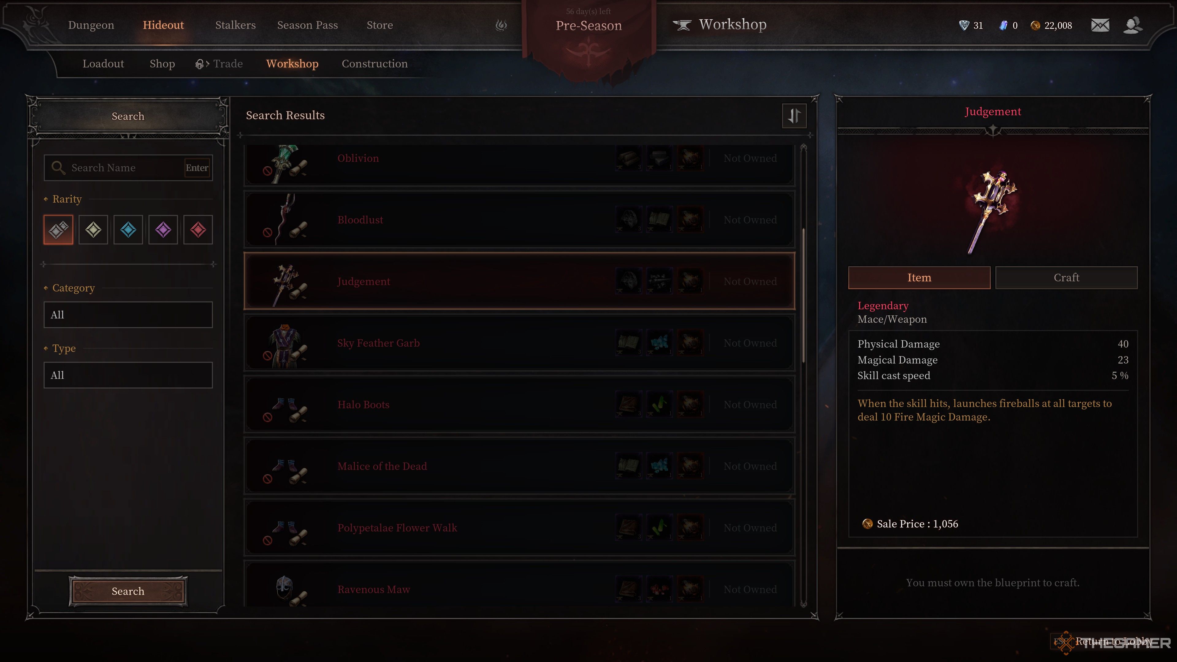 Clad wielding Judgement, a legendary pink mace