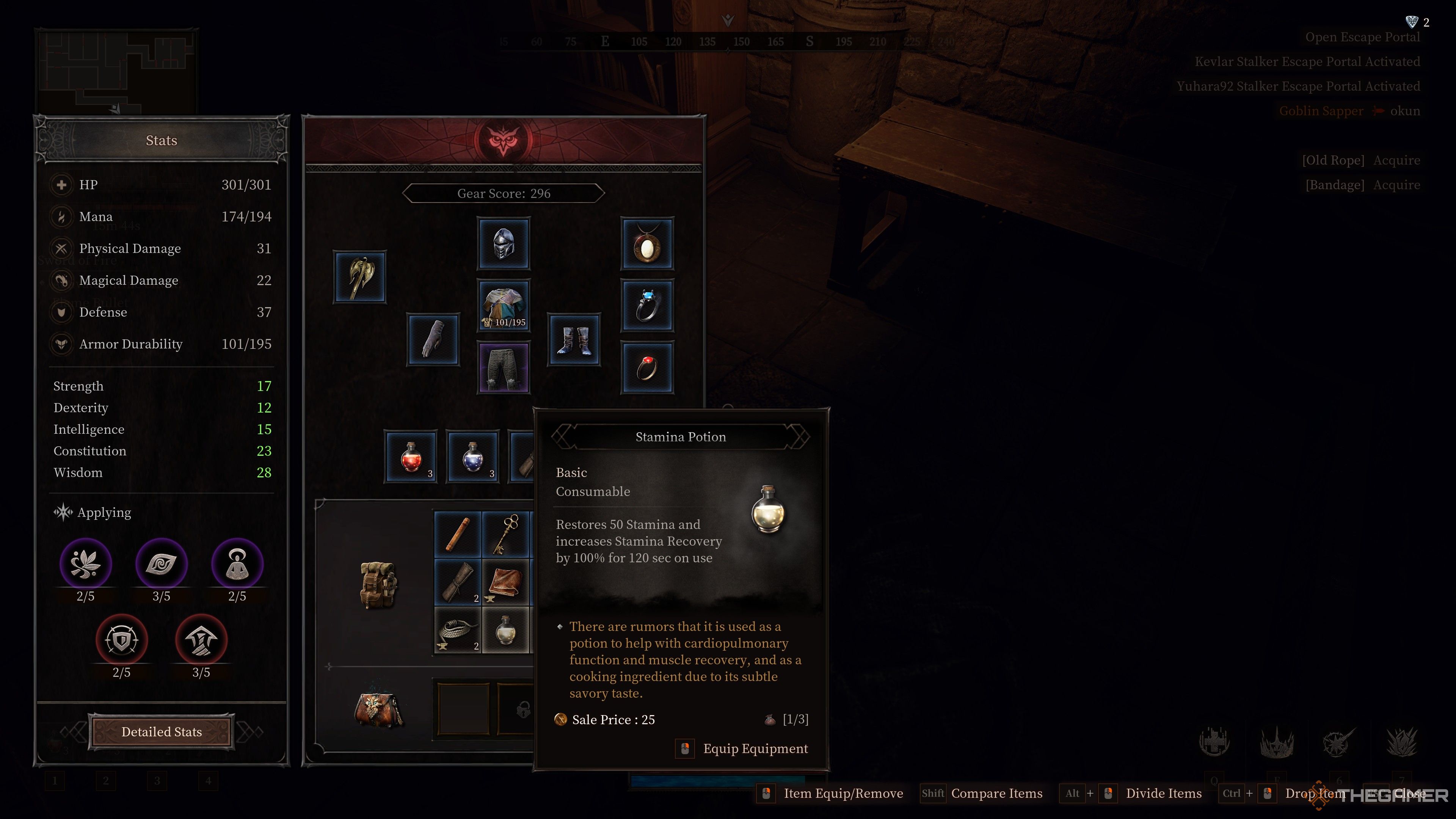 Stamina Potion in Clad's inventory