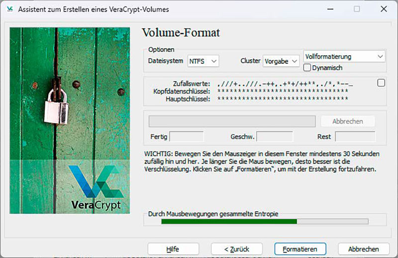 Use VeraCrypt to create an encrypted container for secure file storage on a USB drive.