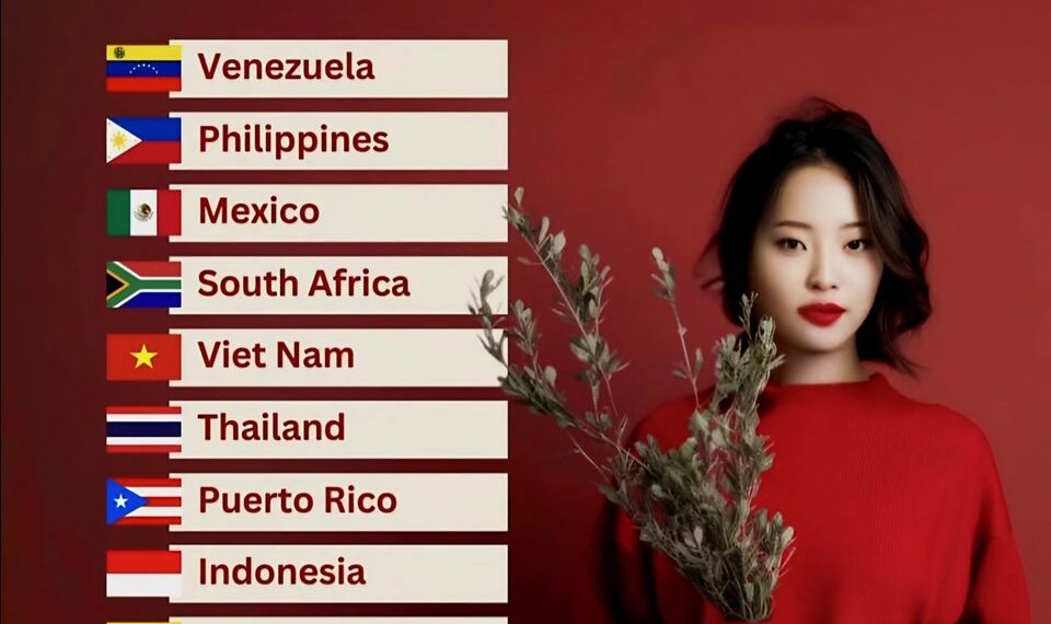Top 10 Countries with Most Beautiful Women 

1.  Venezuela
2.  Philippines
3.  M