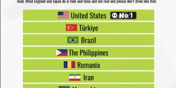 Top 10 Countries That Have The Worst Drivers 

1.  USA
2.  Türkiye 
3.  Brazil