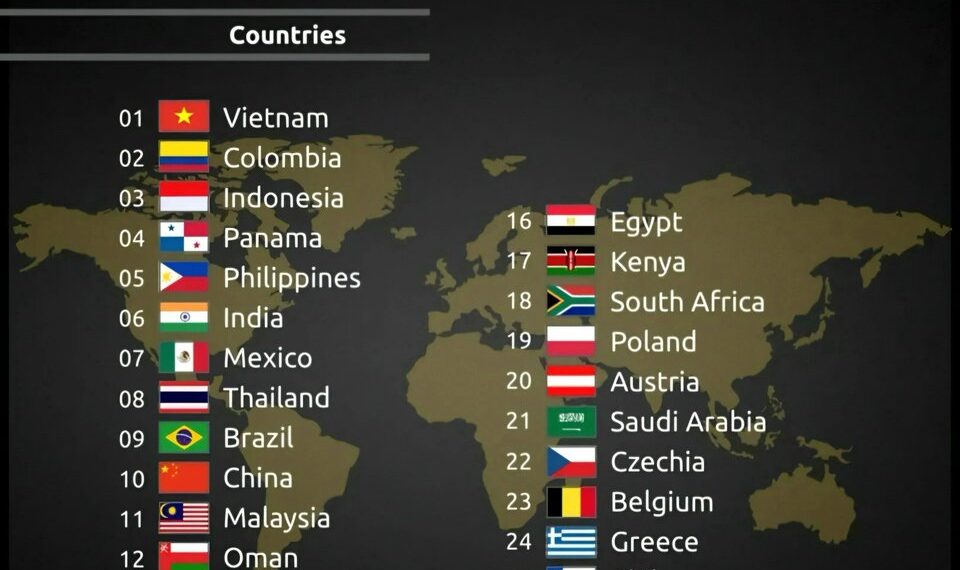 Top 25 Most Affordable Countries to Live in 2025

1.  Vietnam
2.  Colombia
3.  I