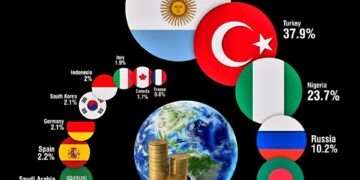 Global Inflation Rates in April 2025  

1.  Argentina - 47.3%
2.  Turkey - 37.9%