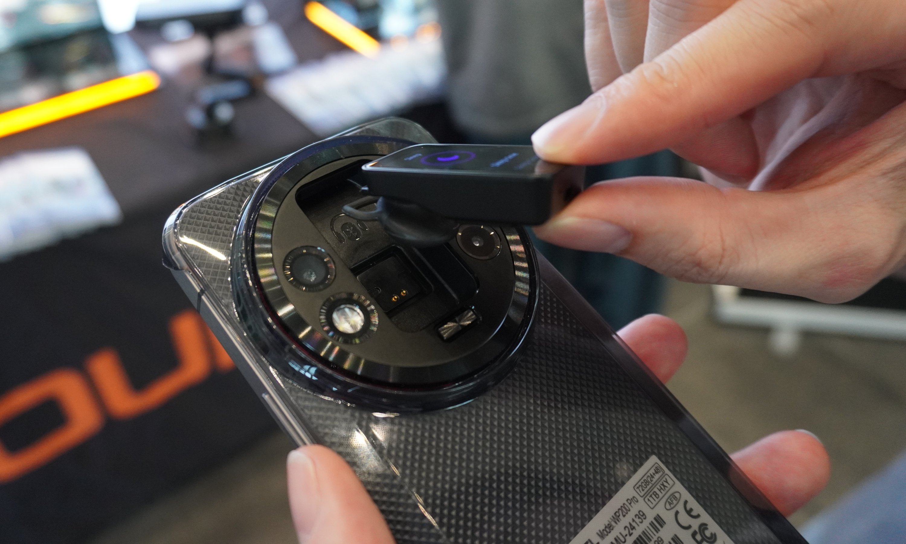 A module being inserted into the Oukitel WP200
