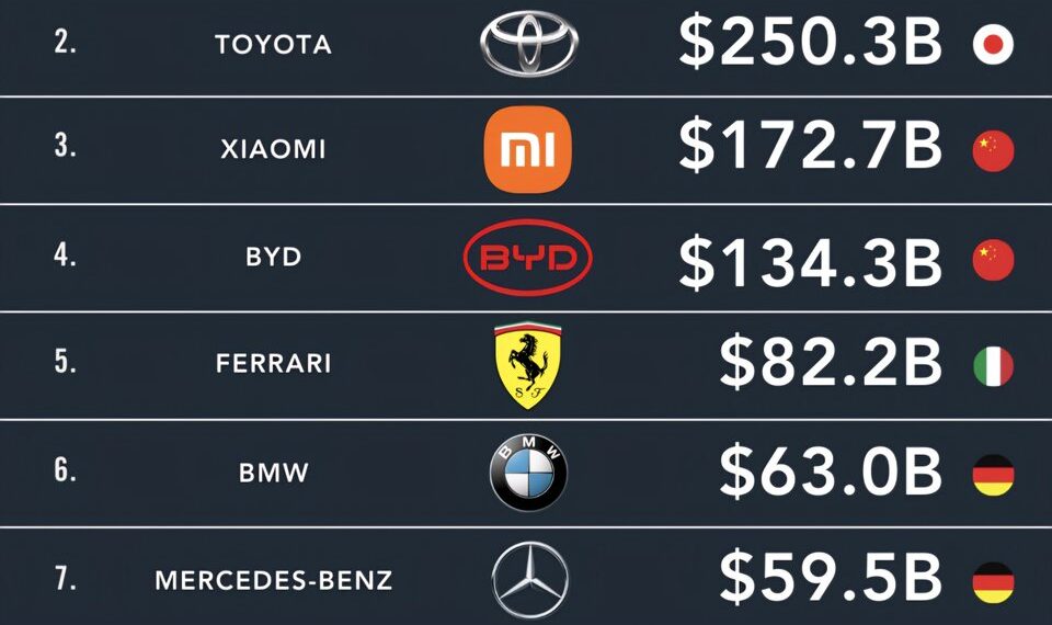 World's Top 10 Most Valuable Automakers