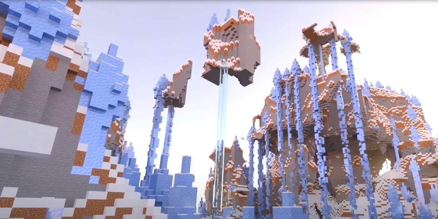 Ice Spikes Falling from Floating Islands