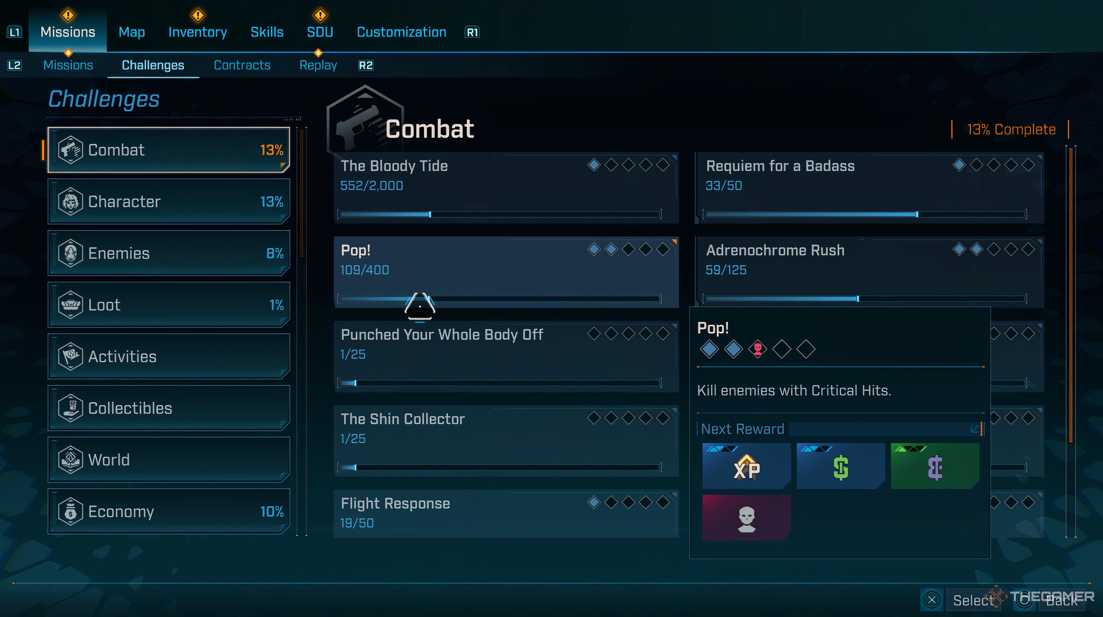Image of Challenges menu in Borderlands 4
