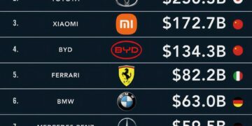 World's Top 10 Most Valuable Automakers