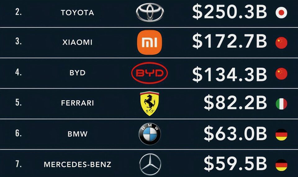 World's Top 10 Most Valuable Automakers