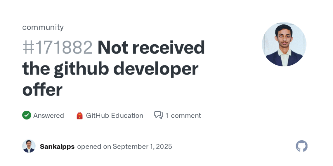 How To Fix Not Receiving GitHub Developer Offer – Community Discussion #171882
