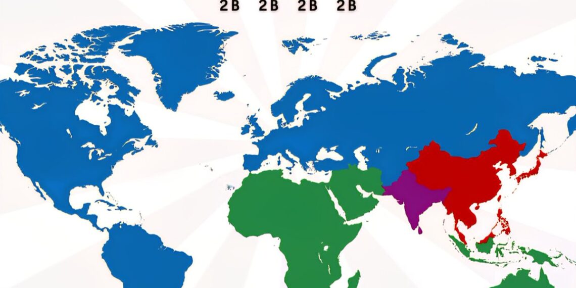 The World Population Divided in 4 Equal Parts