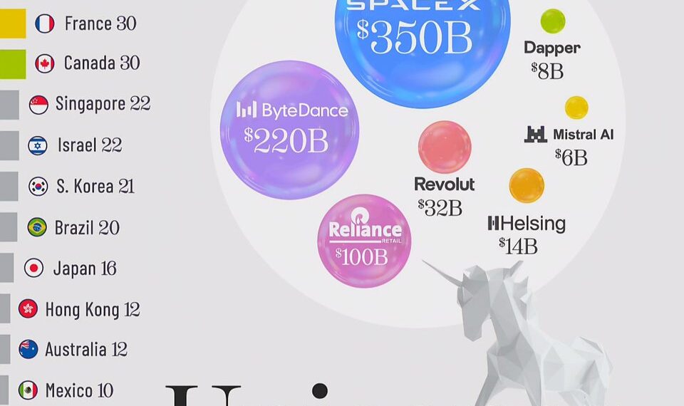 Top 20 Countries by Number of Unicorns in 2025