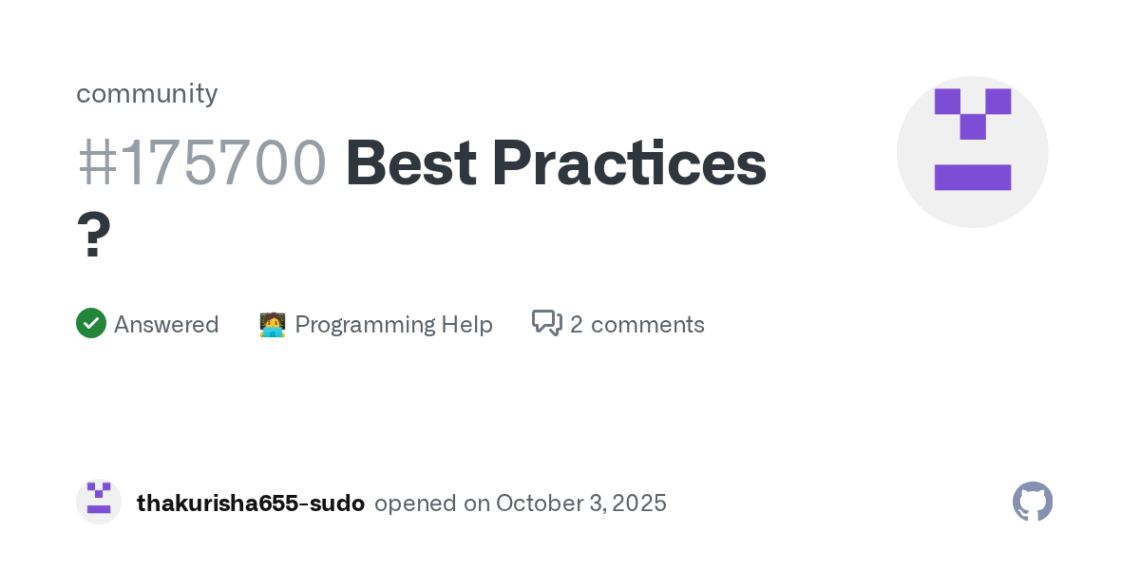 Best Practices Guide for GitHub Projects