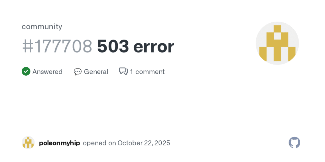 How To Fix GitHub 503 Error When Creating a New Repo