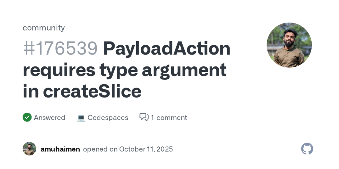 How to fix TypeScript error with PayloadAction in GitHub createSlice