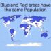 Red Area : 5% of world population 
Blue Area: 5% of world population