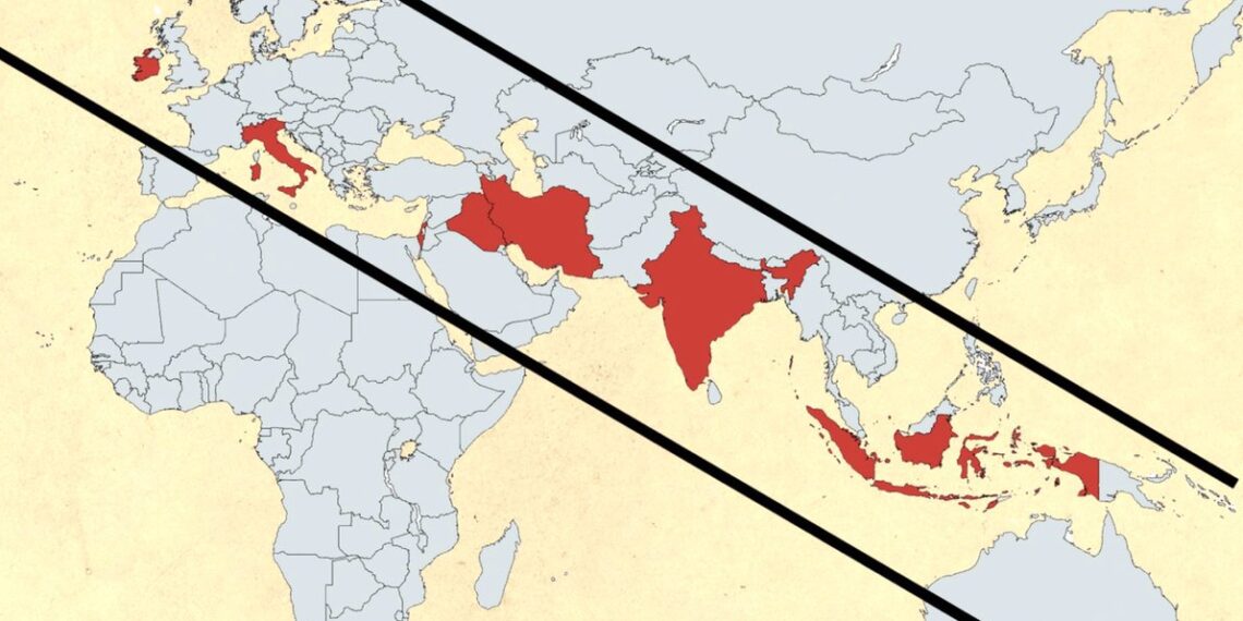 Fun fact: All countries starting with letter "I" are in a straight line.

Pc: X/